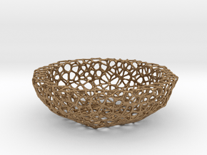 Mini Key shell / bowl (9 cm) - Voronoi-Style #5 in Natural Brass