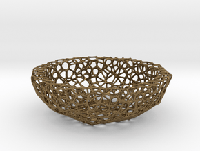 Mini Key shell / bowl (9 cm) - Voronoi-Style #5 in Natural Bronze