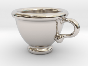 Coffee Cup Pendant in Platinum