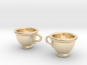 Coffee Cups Earrings in 14k Gold Plated Brass
