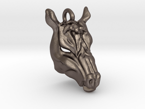 Horse 2 Pendant in Polished Bronzed Silver Steel