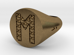Ring Chevalière Initial "M"  in Natural Bronze
