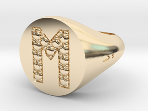 Ring Chevalière Initial "M"  in 14K Yellow Gold