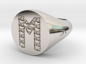 Ring Chevalière Initial "M"  in Platinum