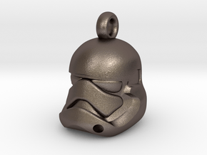 First Order Stormtrooper Helmet Pendant in Polished Bronzed Silver Steel