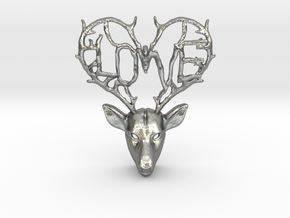 Love Deer Pendant in Natural Silver