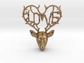 Love Deer Pendant in Natural Brass