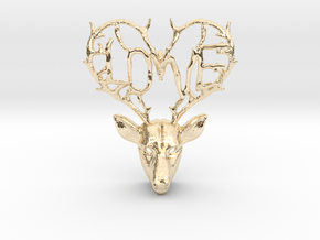 Love Deer Pendant in 14k Gold Plated Brass