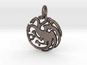 Targaryen Sigil Keychain in Polished Bronzed Silver Steel