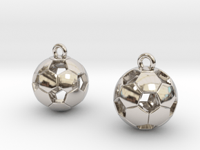 Soccer Balls Earrings in Rhodium Plated Brass