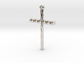 Twisted Cross in Rhodium Plated Brass
