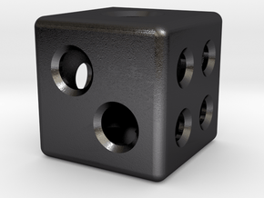 Loaded Hollow Dice (D6) (1.5cm) in Polished and Bronzed Black Steel