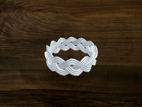 Turk's Head Knot Ring 3 Part X 12 Bight - Size 9.5 in White Natural Versatile Plastic