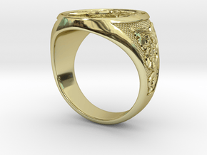 Masonic Signet Ring in 18k Gold Plated Brass: 8 / 56.75