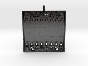 Chess Pendant in Matte Black Steel