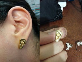 Ear Stud Earrings in Natural Brass