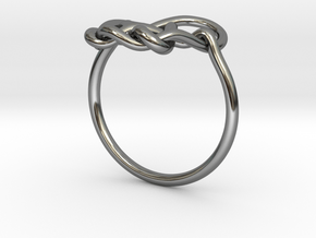 Heart Knot Ring in Fine Detail Polished Silver