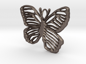 Life is Strange Butterfly Pendant in Polished Bronzed Silver Steel