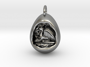 Dragon Cave Pendant in Natural Silver