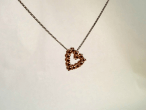 Pendentif Heart, small "diamonds" in 14k Rose Gold Plated Brass