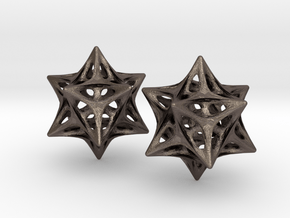 Softened Stellated Dodecahedron Star in Polished Bronzed Silver Steel