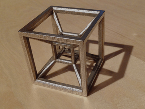 Tesseract in Polished Bronzed Silver Steel