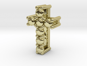 Pendentif Mini Cross, small "diamonds" in 18k Gold Plated Brass