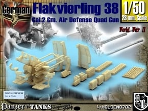 1-50 Flakvierling 38 For A-Wagen W Boxes in Tan Fine Detail Plastic