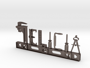 Felicia Nametag in Polished Bronzed Silver Steel
