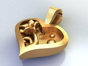 Broken Hearts Pendant in Natural Brass