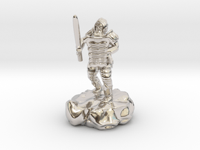 Hill Dwarf Figher in Rhodium Plated Brass