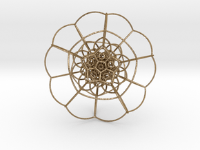 120-Cell on Hypersphere, Stereographic Projection  in Polished Gold Steel