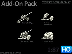 Add-On pack - (Trailers and guns) HO in Tan Fine Detail Plastic