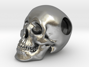 Human Skull Bead - small in Natural Silver