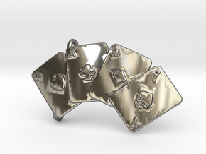 Aces Belt Buckle in Fine Detail Polished Silver