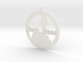 3D Printed Block Island Coin in White Processed Versatile Plastic