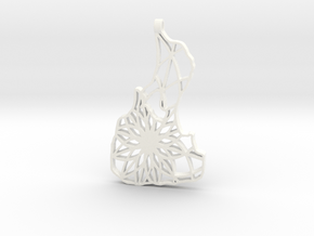 3D Printed Block Island Keychain in White Processed Versatile Plastic