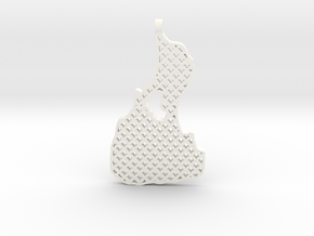 3D Printed Block Island Star Keychain in White Processed Versatile Plastic