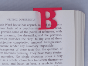 Bookmark Monogram. Initial / Letter  B  in Red Processed Versatile Plastic