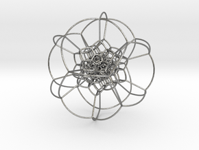 120-cell stereographic, small in Natural Silver