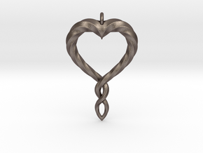 Twisted Heart New in Polished Bronzed Silver Steel
