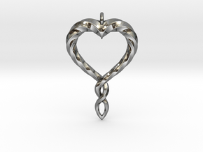 Twisted Heart New in Fine Detail Polished Silver
