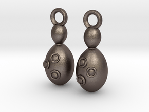 Saccharomyces Yeast Earrings - Science Jewelry in Polished Bronzed Silver Steel