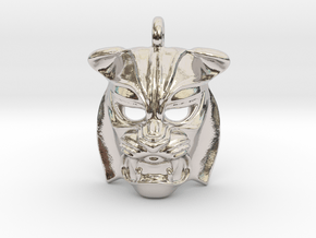 Tiger kabuki-style Pendant small in Rhodium Plated Brass