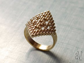 Lith Diamond Ring in Natural Brass: 8 / 56.75