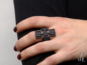 Lith Arms Ring in Matte Black Steel: 8 / 56.75
