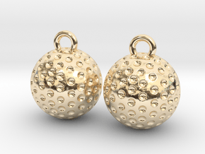 Golf Ball Earrings - Dangle in 14k Gold Plated Brass
