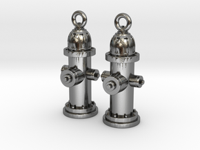 Fire Hydrant Earrings in Polished Silver