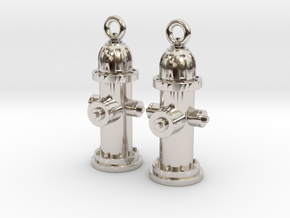 Fire Hydrant Earrings in Rhodium Plated Brass