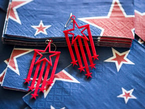 Stars And Stripes Earrings (for Hooks) in Red Processed Versatile Plastic